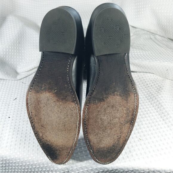 JUSTIN! BLACK GENUINE LEATHER, WHITE & GOLD FANCY STITCHED COWBOY BOOTS! SZ 9D main image 3